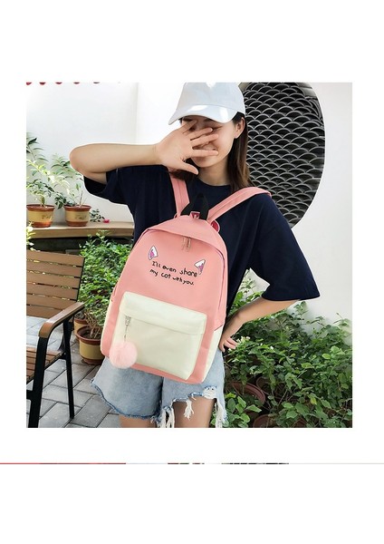 Gündelik Sırt Çantası Dört Parçalı Yeni Kadın Edebi Sırt Çantası Kampüs Tarzı Kanvas Öğrenci Okul Çantası (Yurt Dışından) fiyatları