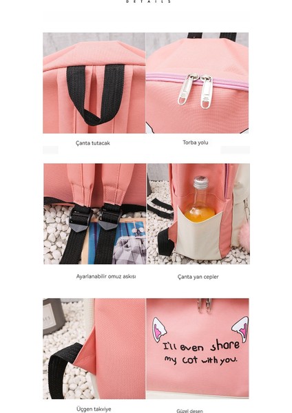 Gündelik Sırt Çantası Dört Parçalı Yeni Kadın Edebi Sırt Çantası Kampüs Tarzı Kanvas Öğrenci Okul Çantası (Yurt Dışından) modelleri