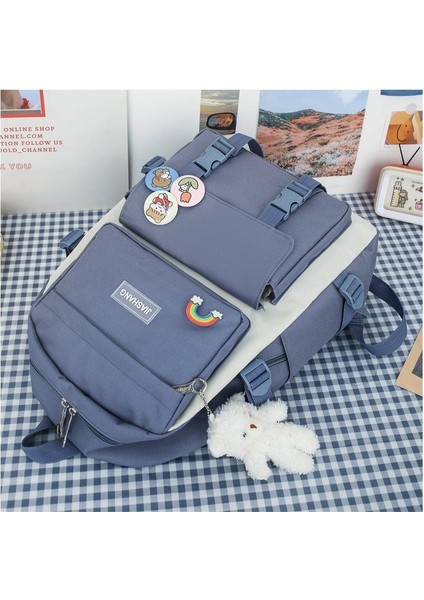 Ortaokul ve Lise Öğrencileri Için Dört Parçalı Okul Çantası Seti, Basit Yeni Çok Yönlü Sırt Çantası (Yurt Dışından) modelleri