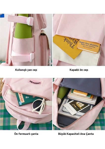 Yeni Beş Parçalı Okul Çantası, Ilkokul ve Ortaokul Öğrencileri Için Okul Çantası, Moda Kampüs Sırt Çantası (Yurt Dışından) modelleri