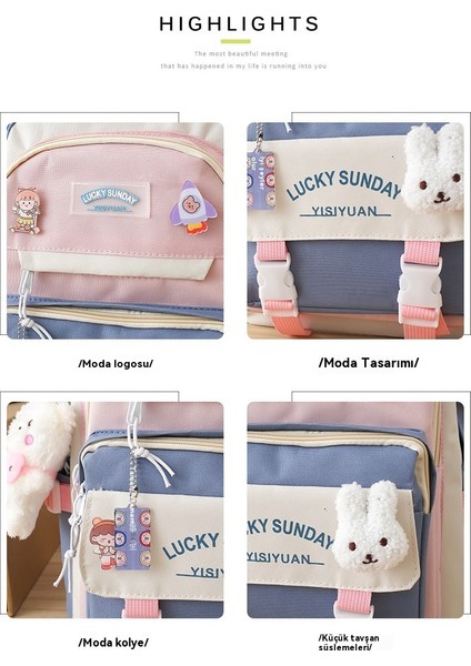 Ortaokul Öğrencisi Okul Çantası Sırt Çantası Yeni Sırt Çantası Beş Parçalı Set (Yurt Dışından) fiyatları