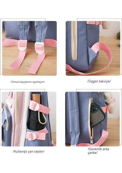Ortaokul Öğrencisi Okul Çantası Sırt Çantası Yeni Sırt Çantası Beş Parçalı Set (Yurt Dışından) modelleri