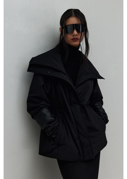 Siyah Lisa Puffer Mont