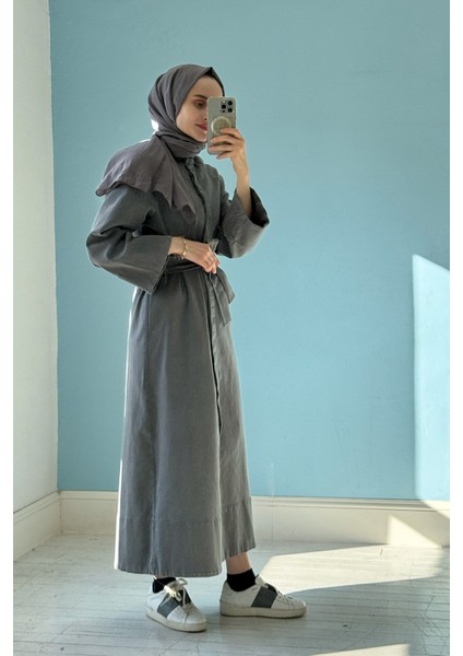 Denim Ferace Elbise Antrasit modelleri