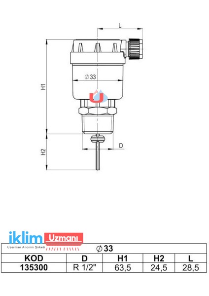 Otomatik Hava Tahliye Cihazı, Purjör 33 mm 1/2'' fiyatları