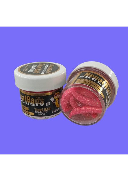 Renat Trout Bait Peynir Kokulu Silikon Kurtçuk Alabalık Yemi 15 Pcs - Pembe Simli