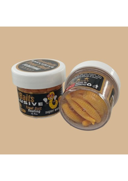 Renat Trout Bait Peynir Kokulu Silikon Kurtçuk Alabalık Yemi 15 Pcs - Sarı