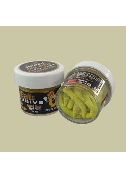 Renat Trout Bait Peynir Kokulu Silikon Kurtçuk Alabalık Yemi 15 Pcs - Limon Sarı