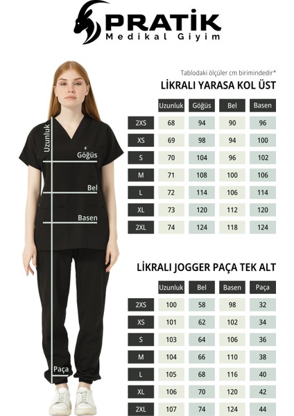 Siyah Likralı Scrubs Jogger Paça Doktor Hemşire Forması Yarasa Kol Takım Unisex indirimleri