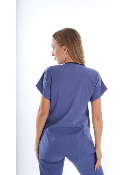 Unisex Soft Likra Fırtına Mavi Hemşire ve Doktor Üniforması Cerrahi Takım Scrubs modelleri
