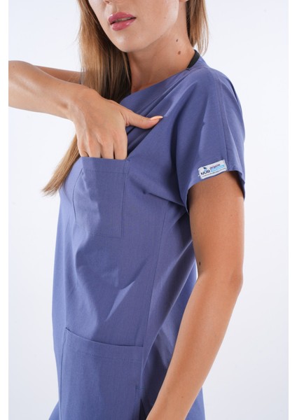 Unisex Soft Likra Fırtına Mavi Hemşire ve Doktor Üniforması Cerrahi Takım Scrubs fırsatları