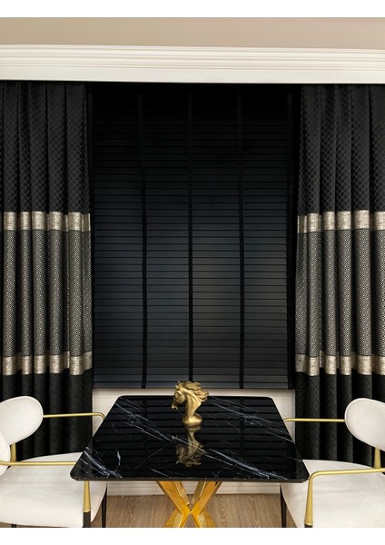 Siyah Renk %100 Orijinal Ahşap Jaluzi Perde 50 Mm Ofis Modern Ve Tüm Mekanlar Için