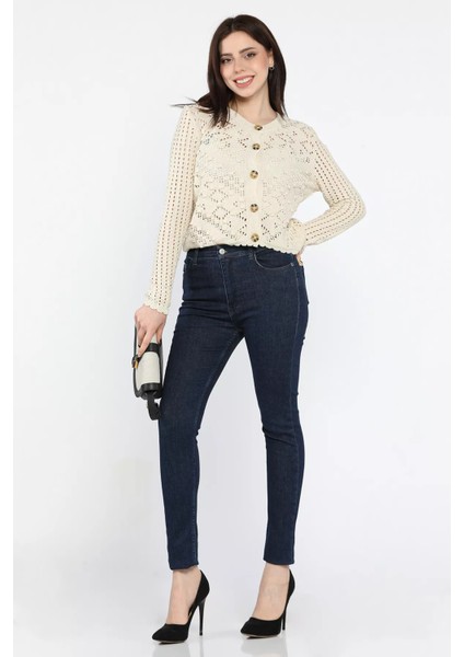 Yüksek Bel Likralı Kadın Slim Fit Jean Pantolon