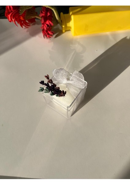 Bubble Mum Beyaz Mika Kutuda 4x4 cm Dekoratif Hediyelik Söz Nişan Kına Nikah Mumu 20 Adet