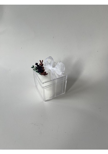 Bubble Mum Beyaz Mika Kutuda 4x4 cm Dekoratif Hediyelik Söz Nişan Kına Nikah Mumu 20 Adet