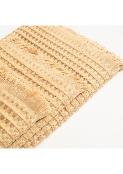 Solıd Waffle Pamuklu Yüz Havlusu 50X90 cm Sarı