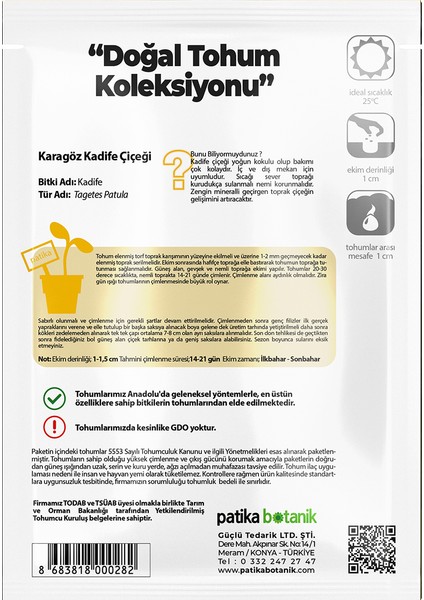 50 Adet Karagöz (Tagetes L.) Çiçek Tohumu