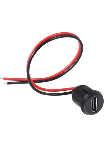 15 Adet, Usb-C Konnektör Type-C Dişi Şasi 2 Pin, Yuvarlak Siyah,