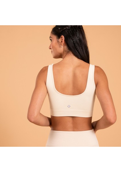 Kimjaly Kadın Sporcu Sütyeni Hafif Destek Bej Renk Nefes Alabilir Kumaş fiyatları