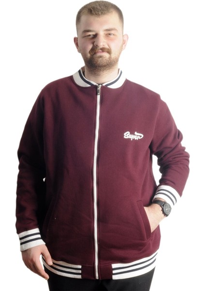 Mode Xl Büyük Beden Erkek Kolej Mont Süper 22614 Mürdüm