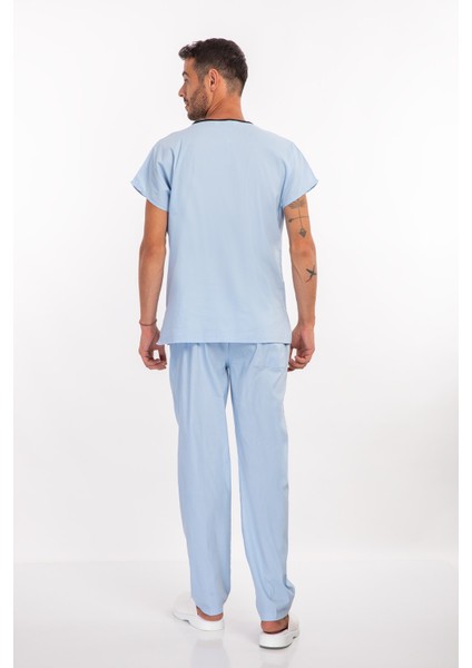 Unisex Soft Likra Bebe Mavi Hemşire ve Doktor Üniforması Cerrahi Takım Scrubs modelleri