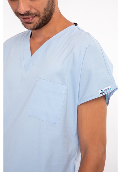 Unisex Soft Likra Bebe Mavi Hemşire ve Doktor Üniforması Cerrahi Takım Scrubs fırsatları