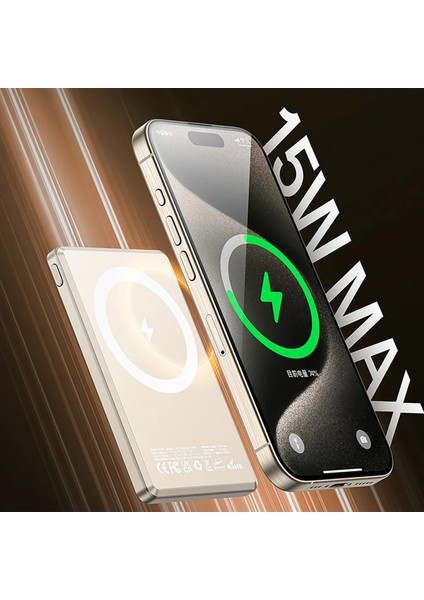 Apple iPhone 15 16 Uyumlu 15W Hızlı Şarj Magsafe Powerbank 5000 mAh Kablosuz Ultra Ince Mıknatıslı modelleri