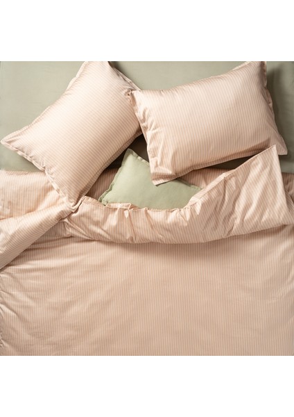 Solıd 300 Tc Çizgili 2'Li Cotton %100 Pamuk Saten Yastık Kılıfı 50x70+2 Cm Kum Rengi fiyatları