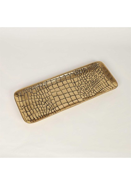 Metal Krokodil Dikdörtgen Tabak 15*41*2 cm