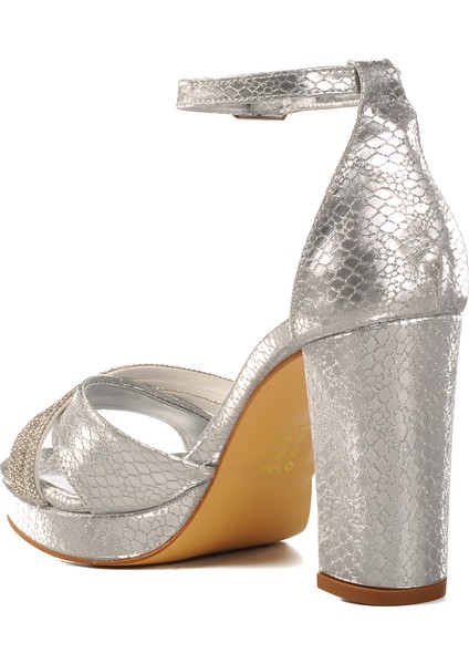 Gümüş Kadın Topuklu Abiye Ayakkabı 655386 Z fırsatları