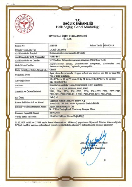 Chlor Granül Toz Klor 25 KG Havuz Kimyasalı fiyatları