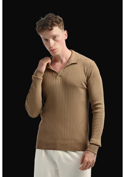Açık Kahve Oversize Triko Kazak