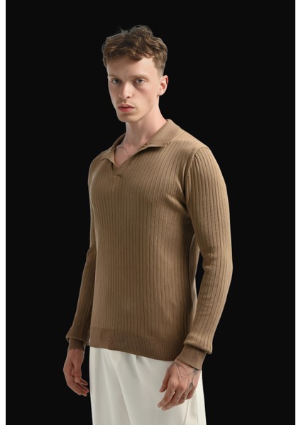 Açık Kahve Oversize Triko Kazak