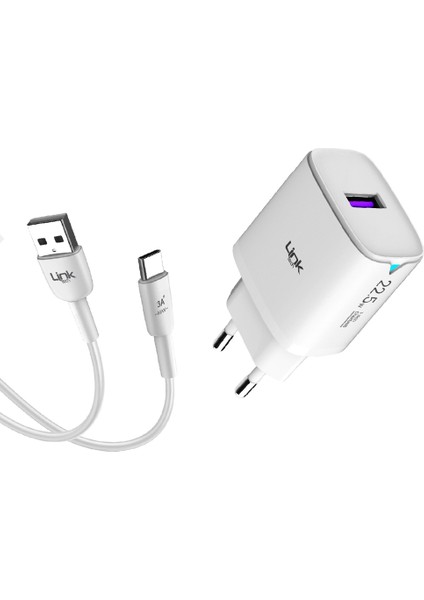 C306 22.5W Qc3.0 USB Çıkışlı Type-C Kablolu Şarj Aleti
