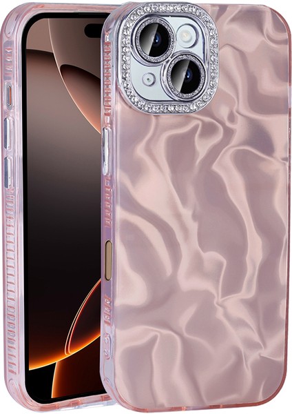 Apple iPhone 16 - Kılıf Airbagli Parlak Taş Detay Tasarımlı Esila Kapak - Pembe