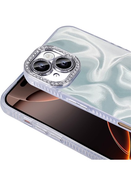 Apple iPhone 16 - Kılıf Airbagli Parlak Taş Detay Tasarımlı Esila Kapak - Pembe