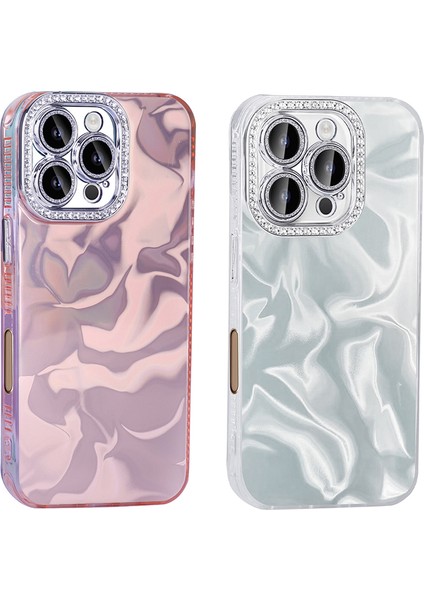 - Apple iPhone 16 Pro Max - Kılıf Airbagli Parlak Taş Detay Tasarımlı Esila Kapak - Beyaz - T34960