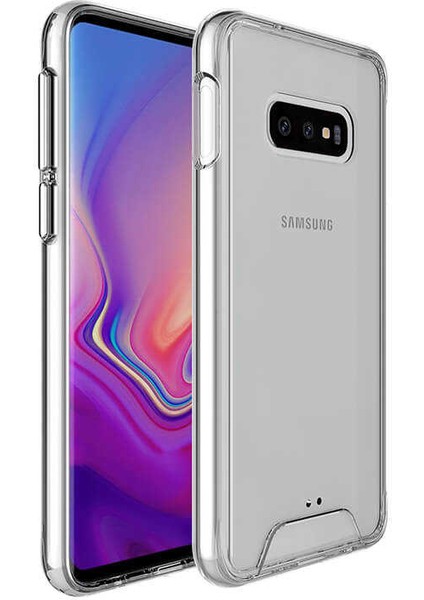 Galaxy S10E - Kılıf Şeffaf Sert Koruyucu Gard Silikon - Şeffaf