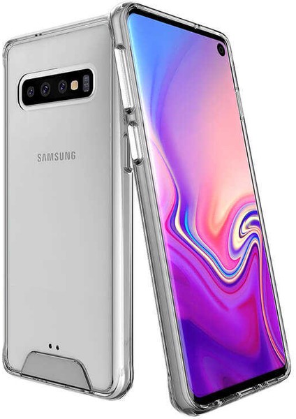 Noktaks - ZORE Galaxy S10 - Kılıf Şeffaf Sert Koruyucu Gard Silikon - Şeffaf - T7621