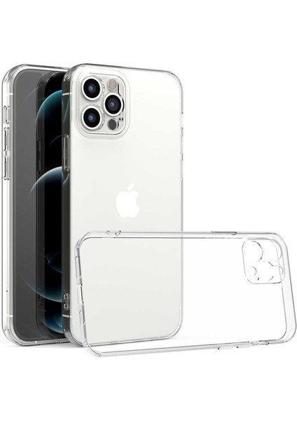 Apple iPhone 12 Pro Max - Kılıf Kamera Korumalı Süper Silikon Kapak - Şeffaf