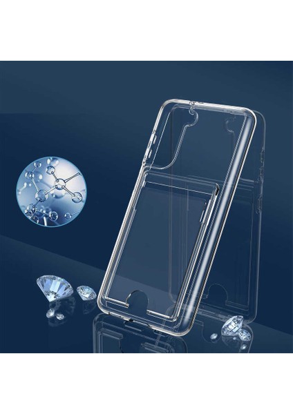 Galaxy S21 - Kılıf Kartvizit Bölmeli Şeffaf Sert Ensa Kapak - Şeffaf