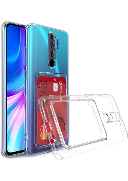 Noktaks - ZORE Redmi Note 8 Pro - Kılıf Kartlıklı Şeffaf Setra Clear Silikon Kapak - Şeffaf - T23773