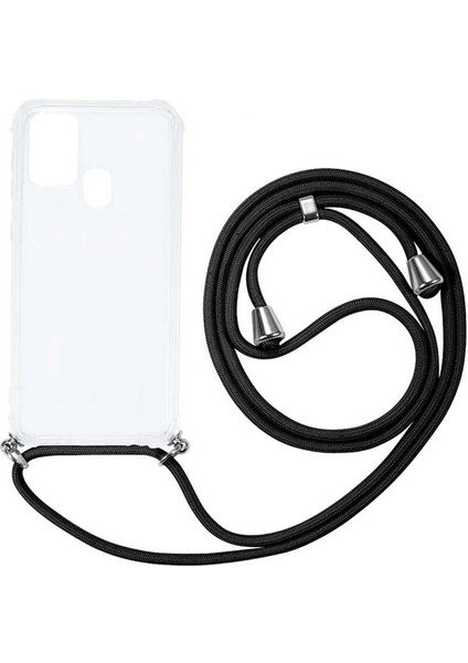 - Galaxy M31 - Kılıf Şeffaf Ip Askılı Koruyucu X-Rop Kapak - Şeffaf - T15580