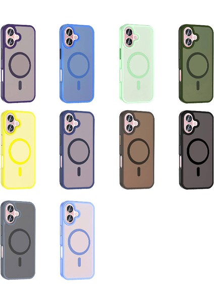 - iPhone 16 - Kılıf Magsafe Şarj Özellikli Mat Arka Yüzey Sio Kapak - Koyu Yeşil