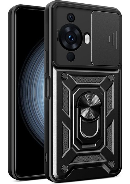 Huawei Nova 12S Kılıf Yüzüklü Sürgülü Kamera Korumalı Pars + Ekran Koruyucu