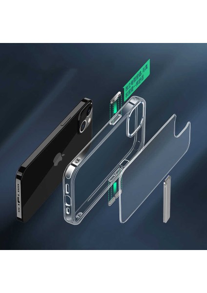 Noktaks - ZORE Apple iPhone 14 Plus - Kılıf Standlı Şeffaf Silikon L-Stand Kapak - Şeffaf - T24088 indirimleri