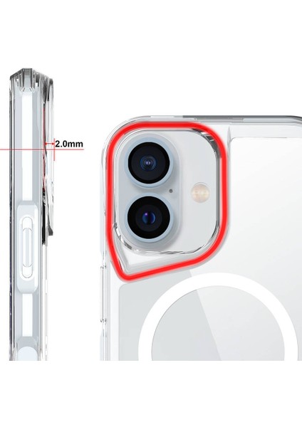 Apple iPhone 16 - Kılıf Magsafe Şarj Özellikli T-Max Magsafe Kapak - Şeffaf