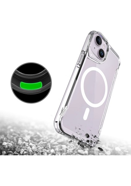 Apple iPhone 15 Plus - Kılıf Magsafe Şarj Özellikli T-Max Magsafe Kapak - Şeffaf