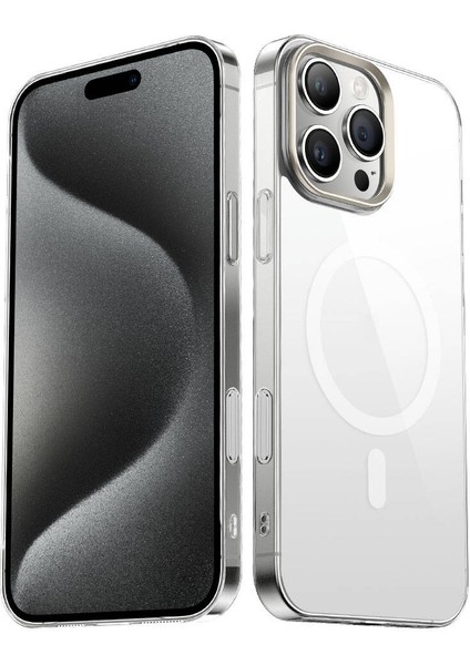 - Apple iPhone 16 Pro - Kılıf Magsafe Şarj Özellikli Şeffaf Cam Arka Yüzey G-Glass Kapak - Şeffaf - T33792
