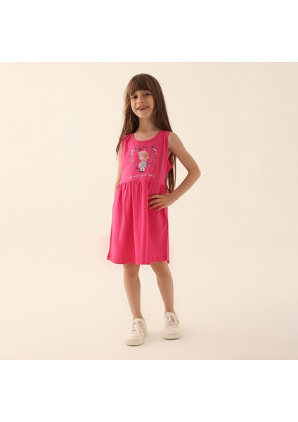 D4867-3 Kız Çocuk Elbise Fuşya